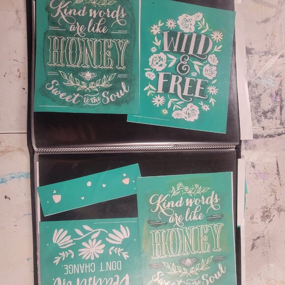 Bundle 4 ~ Reusable Silk Screen Stencils ~ 18 x 15 Binder~ Flowers, Garden, Bunn - Picture 12 of 16